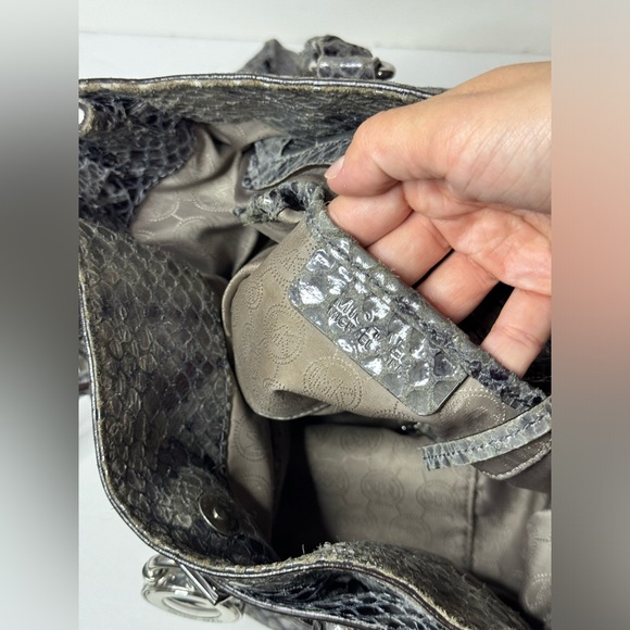 Michael Kors Large Hamilton Python-Print Leather Tote Shoulder Satchel Bag - Picture 10 of 12